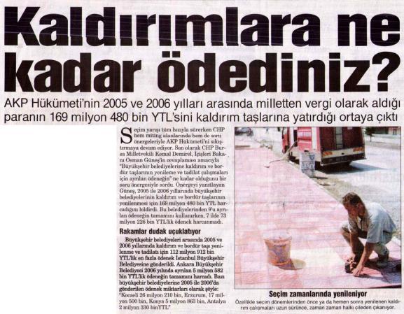 Kaldırımlara ne kadar ödediniz?